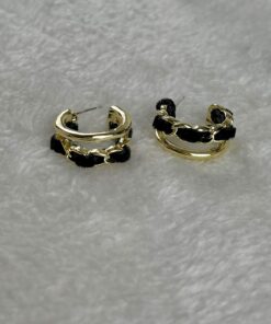 金絲絨繞布雙層耳環