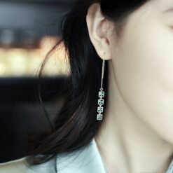 Alternative view of 祖母綠流蘇耳環