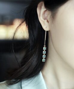 Alternative view of 祖母綠流蘇耳環