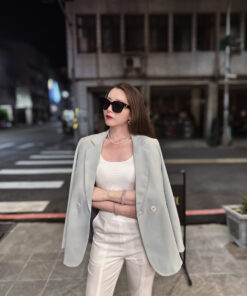 氣質單排釦藍色西裝外套