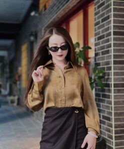 復古亮粉渲染襯衫