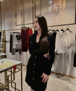 高級蕾絲側腰鏤空西裝洋